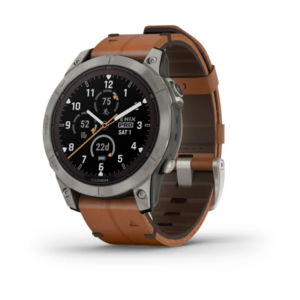 Garmin Fenix 7 Pro - Sapphire Solar Edition- Carbon Gray Dlc Titanium With Chestnut Leather Band (Includes Dual-Colour Silicone Watch Band)
