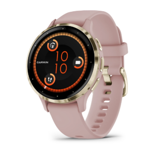 Garmin Venu 3S Soft Gold Stainless Steel Bezel With Dust Rose Case And Silicone Band