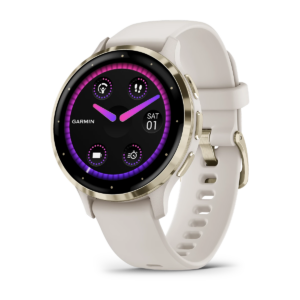 Garmin Venu 3S Soft Gold Stainless Steel Bezel With Ivory Case And Silicone Band