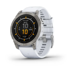 Garmin Epix Pro (Gen 2) Sapphire Edition- 47Mm -Titanium With Whitestone Silicone Band