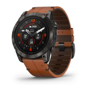 Garmin Epix Pro (Gen 2) Sapphire Edition- 51Mm - Carbon Gray Dlc Titanium With Chestnut Leather Band, Graphite Silicone Watch Band